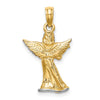 14k and White Rhodium 3-D Angel Playing Flute Charm