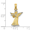 14k and White Rhodium 3-D Angel Playing Flute Charm