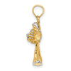14k and White Rhodium 3-D Angel Playing Harp Charm