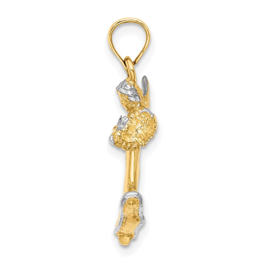 14k and White Rhodium 3-D Angel Playing Violin Charm