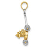 14k Two-tone 3-D Lawn Mower with Moveable Handle and Wheels Charm