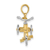 14k Two-tone 3-D Tricycle with Moveable Handlebars and Wheels Charm