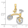 14k Two-tone 3-D Tricycle with Moveable Handlebars and Wheels Charm