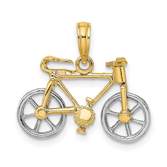 14k Two-tone 3-D Bicycle with Moveable Tires Charm