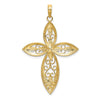 14K with Rhodium Beaded Filigree Cross Charm
