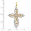 14K with Rhodium Beaded Filigree Cross Charm