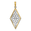 14k and White Rhodium Diamond-Shape Cut-Out Filigree Charm