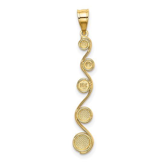 14k and White Rhodium Diamond-cut Vertical Swirl Charm