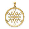 14K and White Rhodium Diamond-cut Circle Snowflake Charm