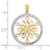 14K and White Rhodium Diamond-cut Circle Snowflake Charm