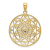 14K and White Rhodium Diamond-cut Medallion Pendant