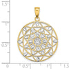 14K and White Rhodium Diamond-cut Medallion Pendant