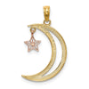 14k Two-tone with White Rhodium Moon with Moveable Star Charm