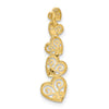 14K Two-tone Polished Filigree Vertical Hearts Chain Slide