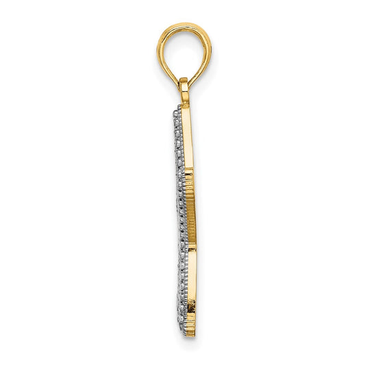 14K with White Rhodium Diamond-cut Starfish with Star Charm