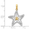 14K with White Rhodium Diamond-cut Starfish with Star Charm