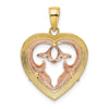 14K Two-Tone with White Rhodium Dolphins In Heart Frame Charm
