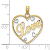 14k and White Rhodium LOVE with Hearts Pendant