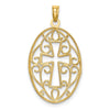 14K with White Rhodium Beaded Filigree Cross Charm