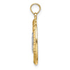 14k and White Rhodium Diamond-cut Heart and Arrow Charm