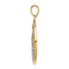 14k and White Rhodium Sunset and Seagulls In Circle Pendant