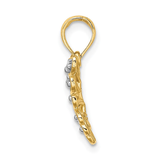 14k and White Rhodium Diamond-cut Butterfly Charm