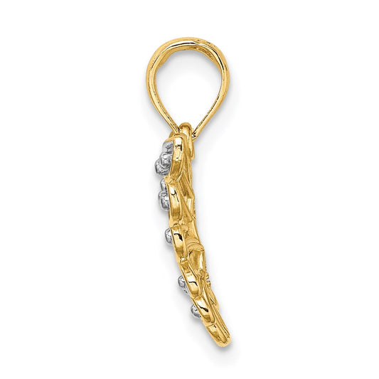14k and White Rhodium Diamond-cut Butterfly Charm