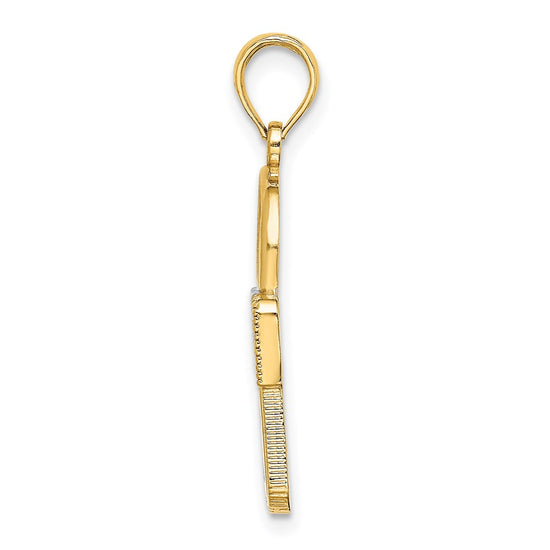 14k and White Rhodium Lock Charm