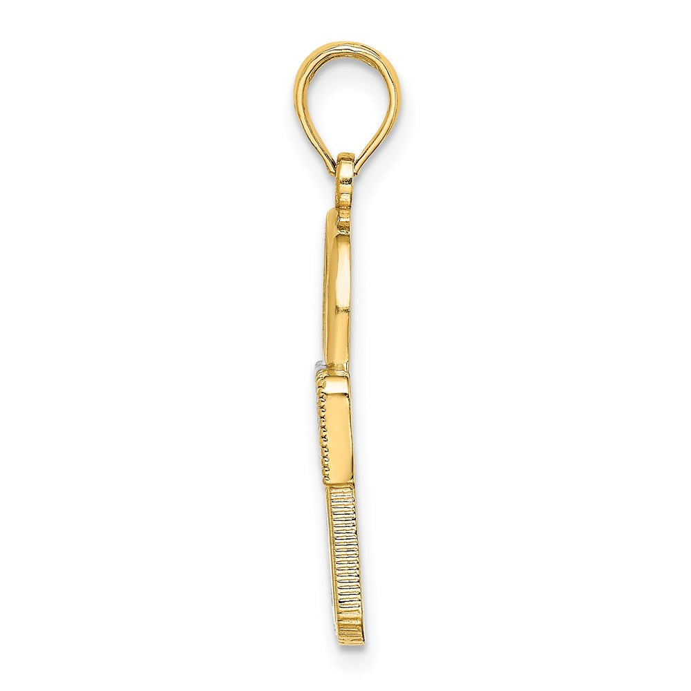 14k and White Rhodium Lock Charm
