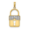 14k and White Rhodium Lock Charm