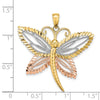 14k Two-tone with White Rhodium Dragonfly with Diamond-cut Wings Pendant