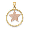 14k Two-tone with White Rhodium Star Dangle in Circle Moveable Charm