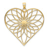 14k with White Rhodium Diamond-cut Large Filigree Heart Pendant