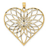 14k with White Rhodium Diamond-cut Large Filigree Heart Pendant