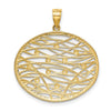 14K and White Rhodium Diamond-cut Oval Cut-Out Charm