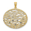 14K and White Rhodium Diamond-cut Oval Cut-Out Charm