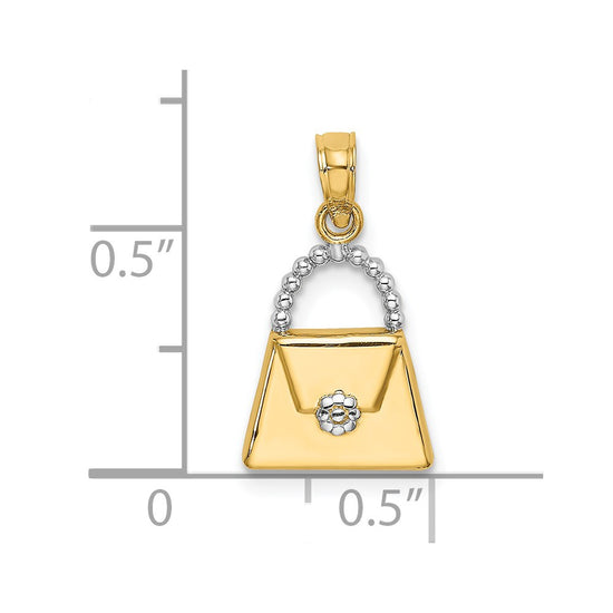 14K and White Rhodium Purse Charm