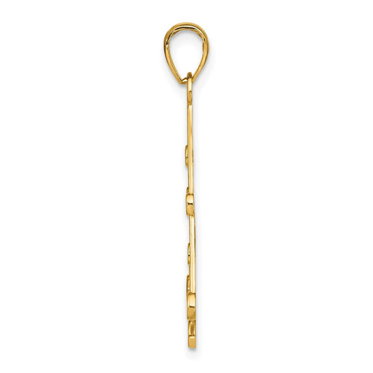 14k and White Rhodium Textured Chandelier Charm
