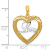 14k and White Rhodium Diamond-cut LOVE Heart Pendant