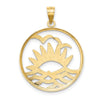 14K and White Rhodium Sunset and Water In Circle Charm