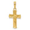 14K and White Rhodium Polished Block INRI Crucifix Charm