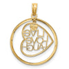 14k and White Rhodium LIVE LOVE LAUGH Heart Dangling In Circle Charm