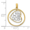 14k and White Rhodium LIVE LOVE LAUGH Heart Dangling In Circle Charm