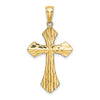 14K and White Rhodium Diamond-cut Reversible Cross Charm