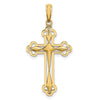 14K with White Rhodium Diamond-cut Reversible Cross Charm