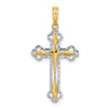 14K with White Rhodium Diamond-cut Reversible Cross Charm