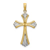 14K and White Rhodium and Diamond-cut Reversible Cross Charm