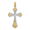 14K and White Rhodium and Diamond-cut Reversible Cross Charm