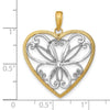 14k and White Rhodium Filigree Heart Charm