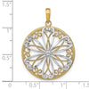 14K and White Rhodium Filigree Center Round Charm